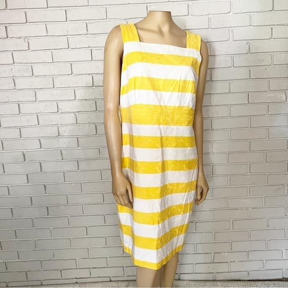 Ann Taylor Women’s Yellow and White Striped Dress - Picture 8 of 9